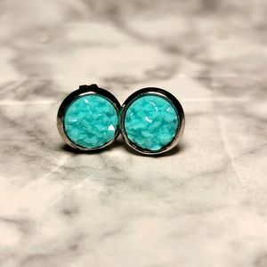 Mint Green Druzy Stud Earrings
